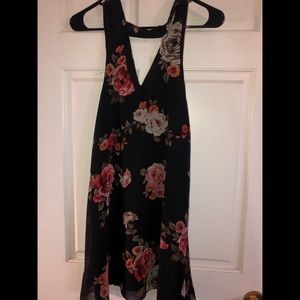 flowy, floral dress with cut out